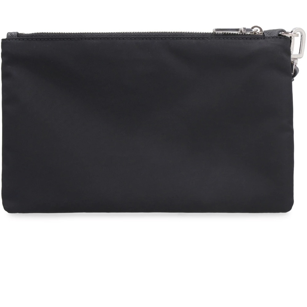 New Prada 1NH545 Black Piatto Maniglia Nylon Zip Top Wristlet Purse Pouch Bag - Picture 6 of 9